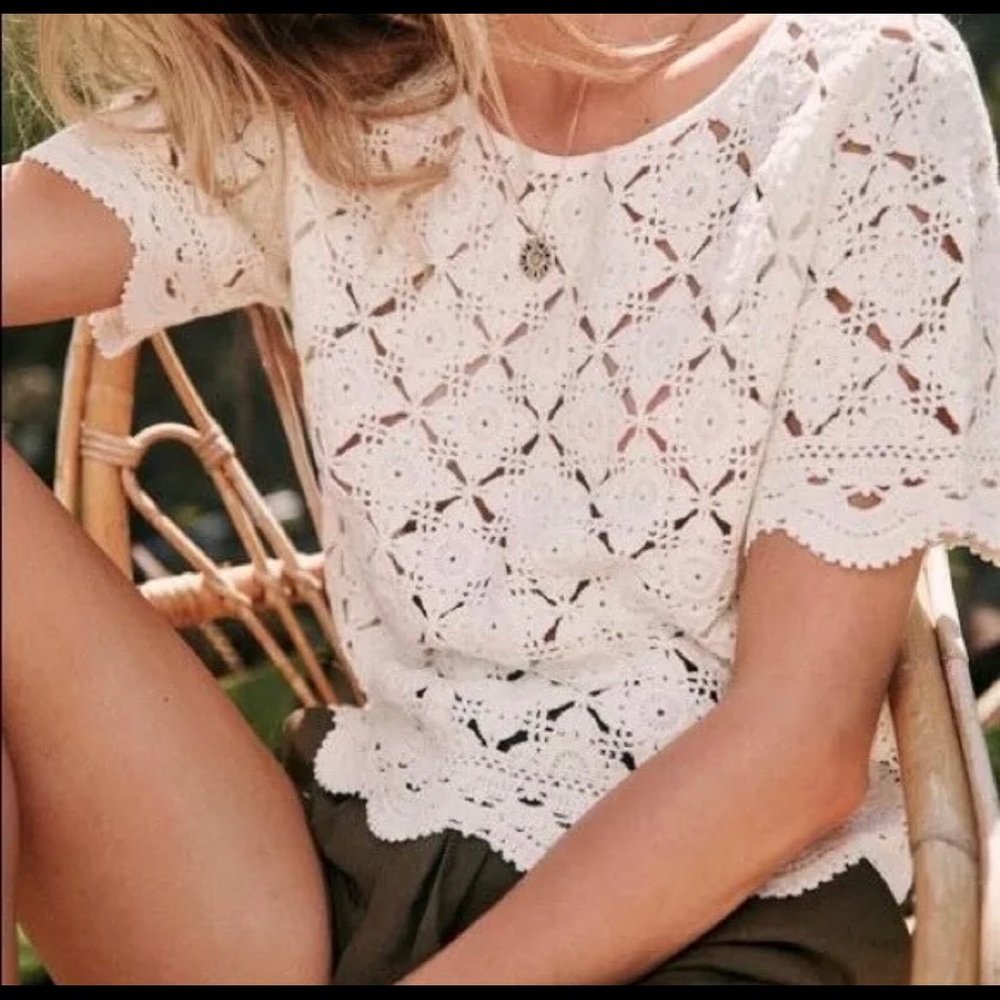 Sezane Dorine Crochet top in ivory small